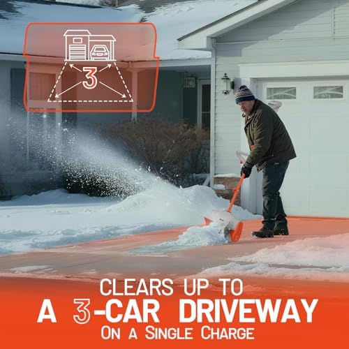Litheli Electric Snow Shovel Cordless 20V, Lightweight Battery Powered Snow Blower with 4.0Ah Battery, Easy Snow Removal Tool for Driveways, Sidewalks, Patios and Decks