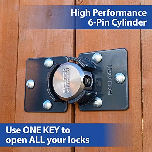 PACLOCK's UCS-7S/770 Hasp and Puck Combo Kit, Stainless Steel Body, Grey Hasp, High Performance 6-Pin Cylinder, One Lock Keyed to a Number U-Pick! w/ 2 Keys, No Backplates