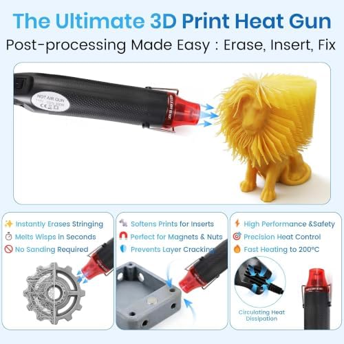 184Pcs 3D Printer Tools Kit with Hanging Organizer, 3D Printer Accessories, Cordless Rotary Tool, Heat Gun, Digital Soldering Iron, PTFE Nozzle Anti-Stick Coating, for All FDM/SLA, Bambu Lab, Ender 3