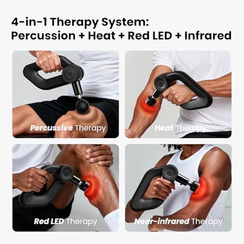 BOB AND BRAD D6 Ultra Massage Gun with Infrared Light, Deep Tissue Percussion with 16mm Amplitude, Professional Muscle Massager for Athletes, Electric Handheld Massager