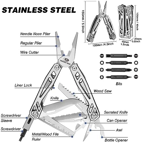 MOSSY OAK 21-in-1 Multitool, Stainless Steel Pliers with Pocket Knife