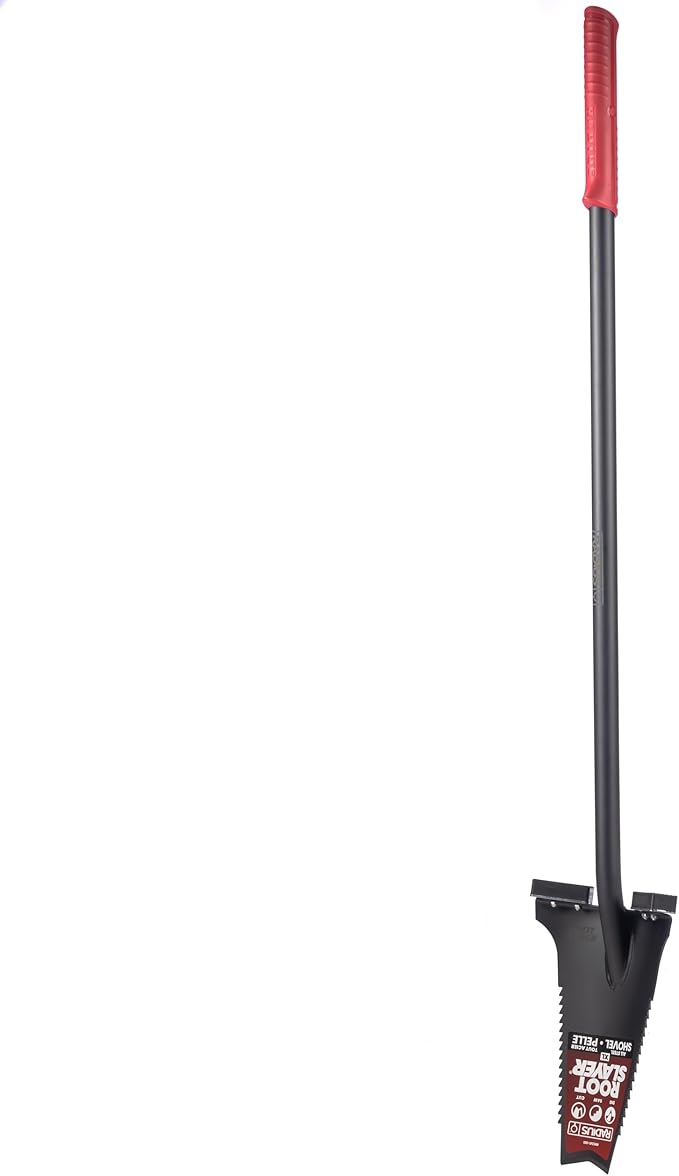 Root Slayer RS241 Heavy Duty All Steel Long Handle Garden Shovel for Digging and Landscaping, Durable Spade, Black