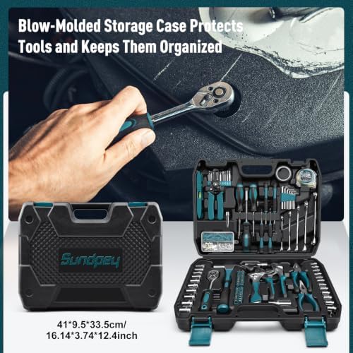 Sundpey 281 Pcs Home Tool Kit Portable Complete General Hand Tool Set Blue