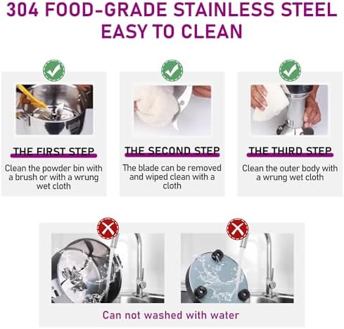 750g Grain Mill, 304 Stainless Steel Spice Grinder, 2800W High-speed Commercial Flour Mill, Superfine Flour Mill Grinder for Home, Grain Mill for Flour
