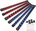 Reniteco Magnetic Socket Organizer Set, 6-Piece 1/4” 3/8” 1/2” Socket Rails | 80-Clip: 1/4" Rail-28 Clips, 3/8" Rail-24 Clips, 1/2" Rail-28 Clips, Heavy-Duty Aluminum Alloy Rails, Drawer or Wall Mount