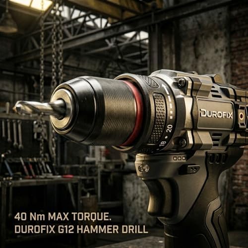 Durofix G12 Series RK12136-2-K3 12V Cordless 3/8" Hammer Drill Power Tool Combo Kit with 3 Inch Compact Cut Off Tool, 1 Battery & Charger