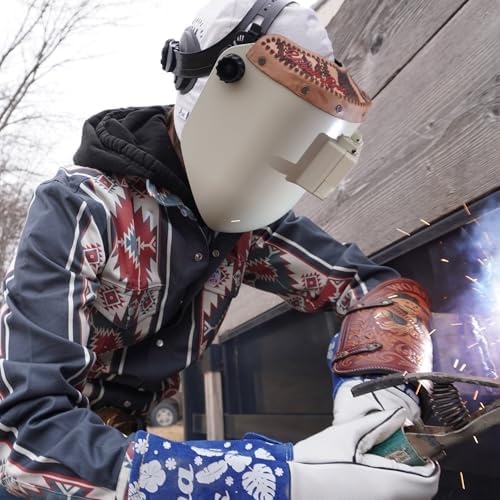 WoahBros Chopped Top Welding Hood | Flip-Front Welding Helmet, Fiberglass Reinforced Shell, Low Profile | Fixed Shade 10 Lens, Fits 2” x 4.25” Cheater Lens | Aztec