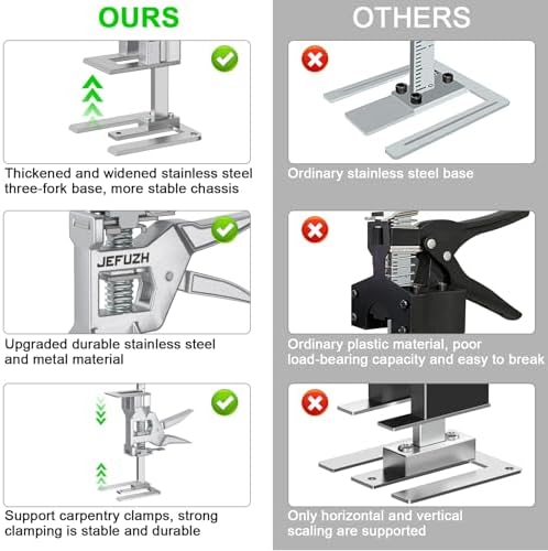 Labor Saving Arm Jack 2 Pack, 440 lb Load-Bearing Height Adjustable Lifting Device, Hand Furniture Lifter Tool for Door Furniture Jacks Installation, Wall Tile Adjustment, Heavy Object Raising