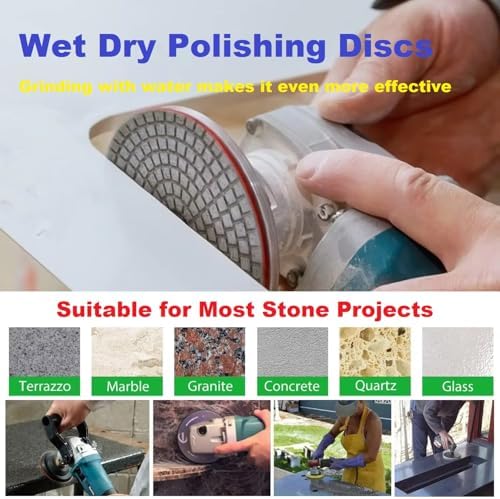 Diamond Polishing Pad, 7 inch 180 mm 800 Grit Sanding Discs for Grinder & Polisher, Hook and Loop Backing Pad for Grinding Buffing Granite Marble Concrete Stone (1 Piece)