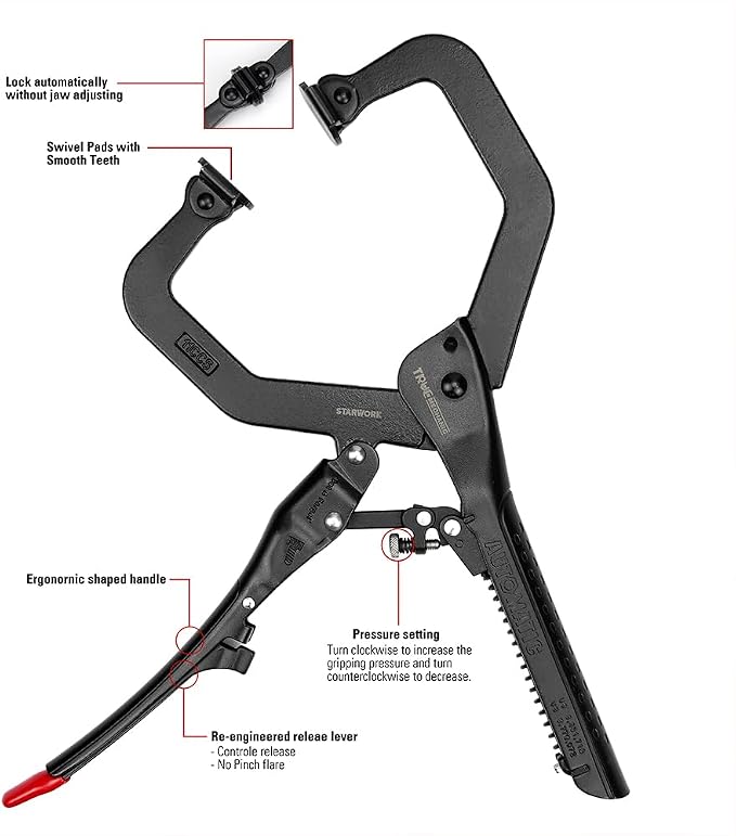 STARWORK TRUE MECHANIC™ Automatic C-Clamps Locking Pliers (11" Swivel)