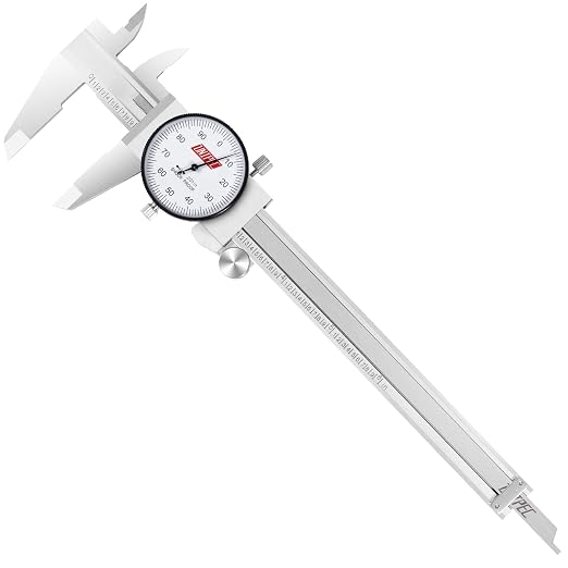 6 inch Dial Caliper, Professional Stainless Steel Metric Measuring Tool, 0-6inch Range with 0.001" resolution, Shock-Proof Precision Vernier Caliper with Hard Carrying Case for Machinists & DIY