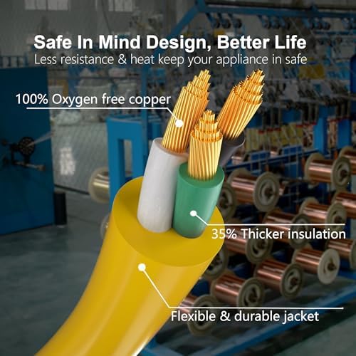HUANCHAIN 6FT 12 Gauge Extension Cord Yellow, Outdoor Electric Cable