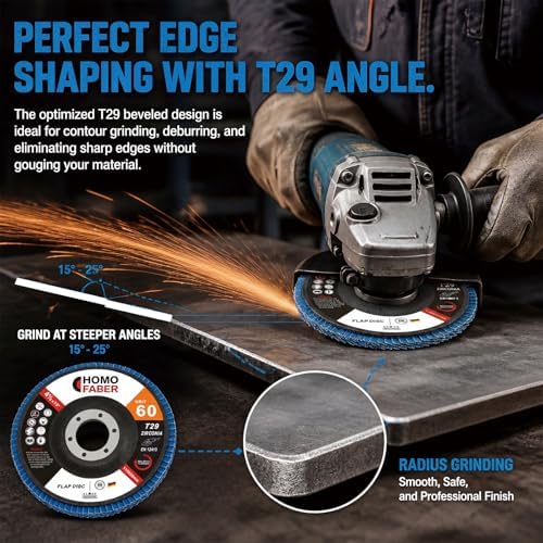 HOMO FABER 30 Pack Flap Discs 4 1/2 for Angle Grinder, 60 Grit Zirconia T29