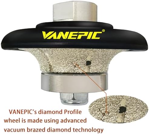1/2 inch B13 Diamond Demi bullnose Half Bullnose Profile Wheel Diamond Hand Profiler Router bit with 5/8-11 Thread for Grinder Polisher Granite Marble Concrete and Countertop Edge