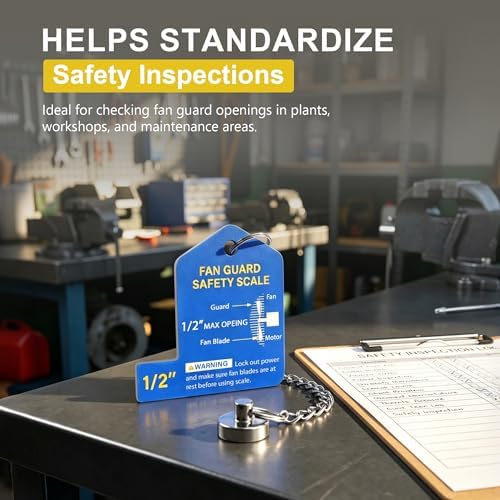 SCOTTCHEN Fan Safety Guidelines Tool, 1/2" Stainless Steel Distance Gauge with Magnetic Hanging Chain for Industrial Fan Guard Measuring