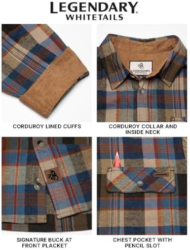 Legendary Whitetails Mens Flannel Long Sleeve Button Down 100% Cotton Shirt