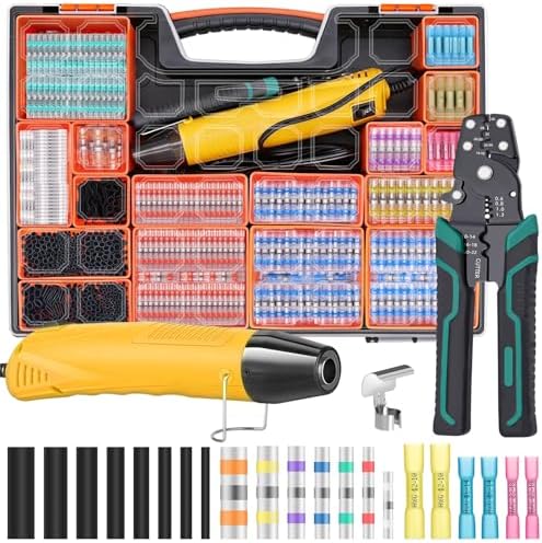 2066Pcs Heat Shrink Solder Seal Wire Connectors Kit with Heat Gun and Wire Stripper Crimping Tool, Waterproof Heat Shrink Wire connectors Electrical Wire Terminals for Marine Electrical
