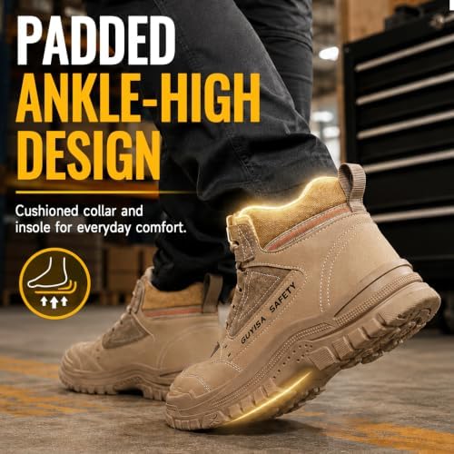 GUSAYEX Steel Toe Boots for Men Puncture Resistant Work Boots