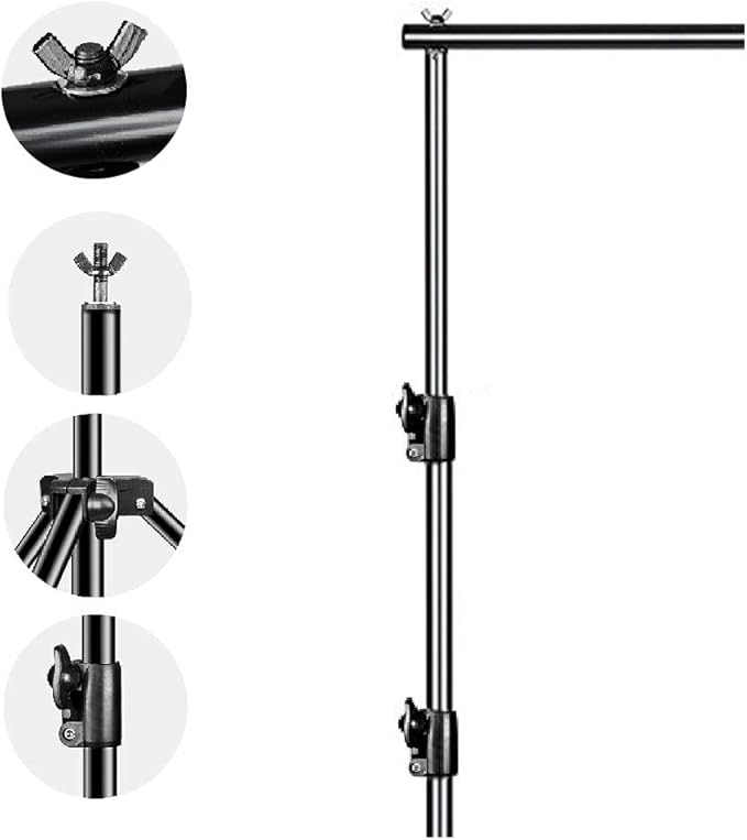 HYJ-INC 12ft x 10ft Photo Video Studio Heavy Duty Adjustable Photography Muslin Backdrop Stand Background Support System Kit with Carry Bag 4 Spring Clamps