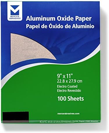 Mercer Industries 202180A - 9 x 11 Aluminum Oxide Paper Sheets, Grit 180A (100 pack)