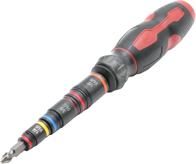 Malco HMTP2A C-RHEX® 7-in-1 Flip Bit Socket Set with Integrated #2 Phillips Bit & Premium Grip Handle – 6 Cleanable Reversible Hex Sizes (1/4"-9/16"), Ultra-Powerful Magnet