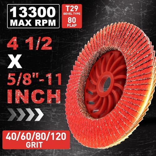 Ceramic Flap Discs 4 1/2 for Angle Grinder, 40/60/80/120 Grit, 20 Pack