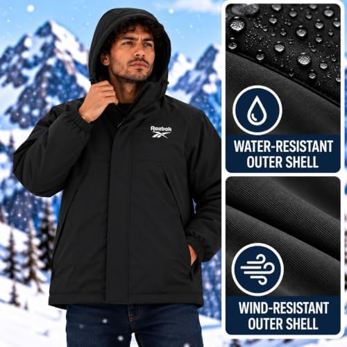 Reebok Mens 3-in-1 Softshell Systems Weather Resistant Midweight Jacket