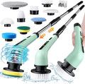 Electric Spin Scrubber, Cordless Electric Scrubber for Cleaning Bathroom,Power Shower Scrubber with Long Handle,Electric Cleaning Brush with 9 Brush Heads for Bathroom,Tub,Floor,Kitchen,Window,Car