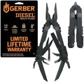Gerber Gear Diesel Multitool Needle Nose Pliers Set, 12-in-1 EDC Multi-Tool Knife, Survival Gear and Equipment, Black