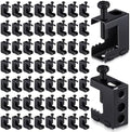Tandefio 50 Pcs 1/4"-20 Spring Steel Beam Clamps Metal Beam Hanger, Black
