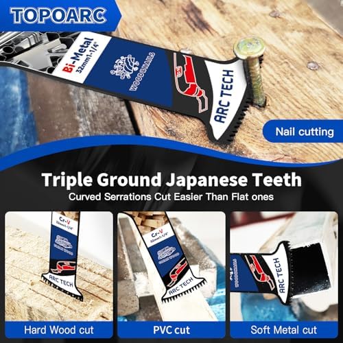 TOPOARC 10PCS Oscillating Saw Blades Japanese Teeth Fit Dewalt Milwaukee