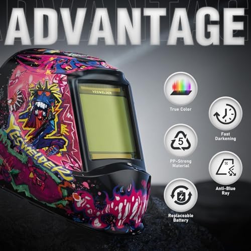 YESWELDER Auto Darkening Welding Helmet, Large View, LYG-M800H-BG