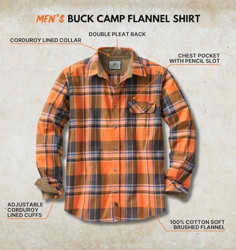 Legendary Whitetails Mens Flannel Long Sleeve Button Down 100% Cotton Shirt