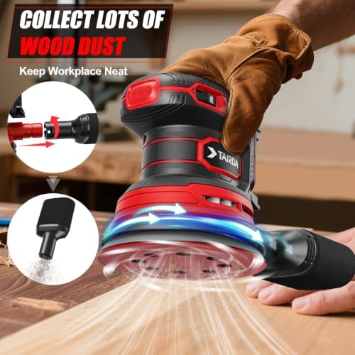 Cordless Random Orbital Sander Compatible for Milwaukee 18V Battery(NO Battery), Palm Orbital Sander With Dust Collector, 6 Variable Speeds, 20Pcs Sandpaper For Sanding Polishing Woodworking