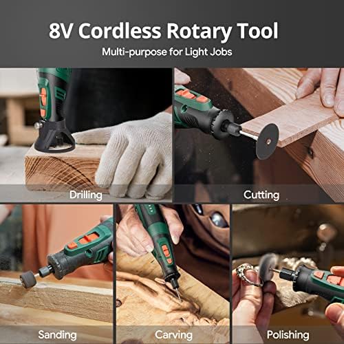 DEPSTECH Cordless Rotary Tool Kit, 8V 2.0Ah Rechargeable Battery, 30000RPM
