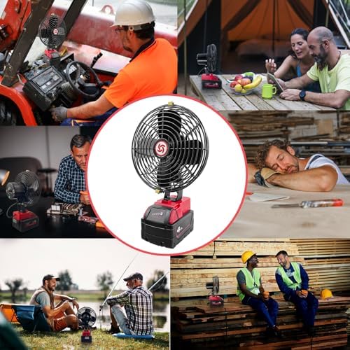 Portable Cordless Fan Compatible with Milwaukee 18V Battery,Battery-powered Cooling Fan for Workshop Outdoor Camping Travel,Powerful Air Circulation at Work,Jobsite Blower Bare Tool