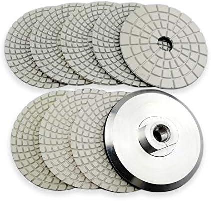 SHDIATOOL 4-Inch Diamond Wet Polishing Pads Set with Aluminum Backer
