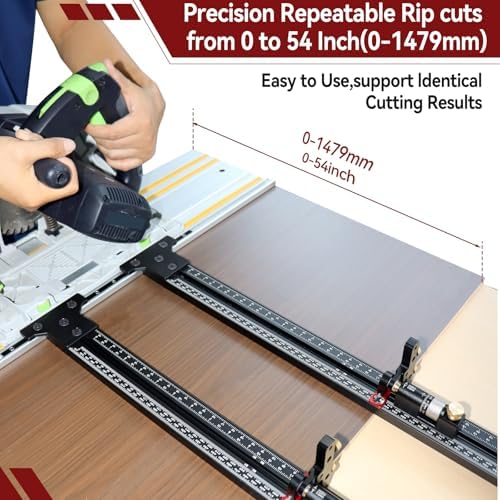 Track Saw Parallel Guide System | Micro-Adjustable Flip Stop, Zero Calibration, Repeatability for Rip Cuts