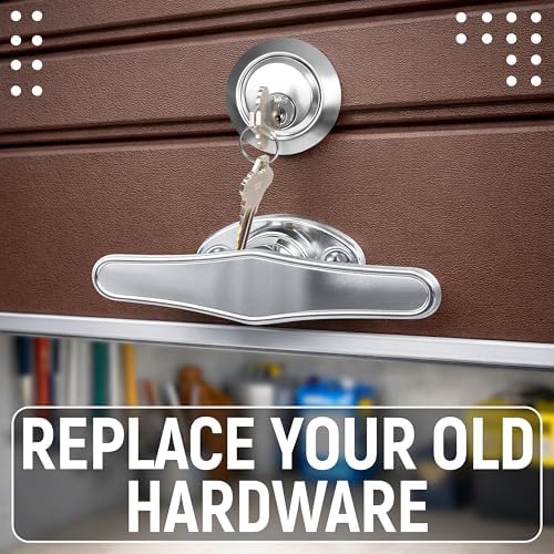Garage Door Lock Kit, T Handle Lock Cylinder with Key, Garage Door Opener, Garage Replacement Parts