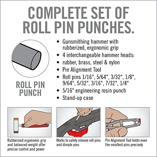 Real Avid Accu-Punch Hammer & Roll Pin Punch Set – Armorers Tool Kit with Small Hammer, 4 Interchangeable Heads, Roll Pin Punch Tools, Pin Starter & Kickstand Case for Organization