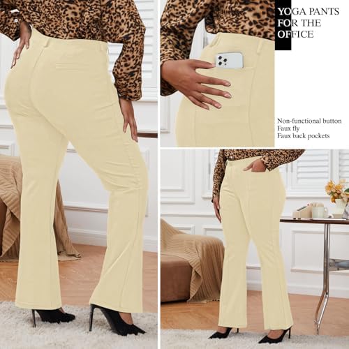 DGD Wrinkle-Free Stretch Dress Pants Plus Size for Women Pull-on Pant Ease into Comfort Office Pant