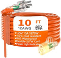 HUANCHAIN 10FT 12 Gauge Extension Cord Orange, Outdoor Electric Cable