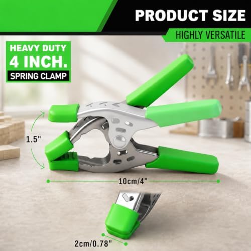 16-Piece 4 inch Spring Clamp, Heavy Duty Metal Spring Clamps, 1.5-inch Jaw Opening Clamps for Backdrop, Pool Cover, Photography