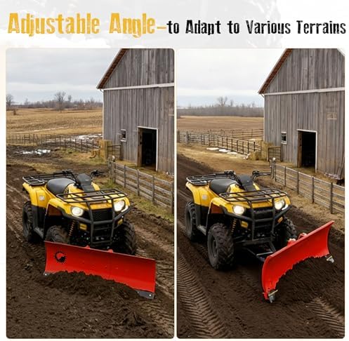 ATV/UTV Front Mount Land Leveler, 48"-60" Adjustable Steel Driveway Grader for Gravel&Dirt, Heavy Duty Yard Leveling Tool, Snow Plow Kit Compatible, 5-Position Angle, Winch Required (Sold Separately)