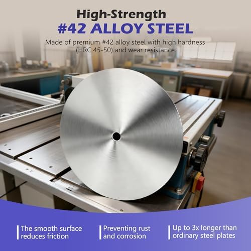 10" Table Saw Calibration Plate & Sanding Disc Set - Includes 18Pcs PSA Sandpaper (60-240 Grit), 5/8" Arbor, 1/8" Thick #42 Alloy Steel Balance Blade for Precision Alignment