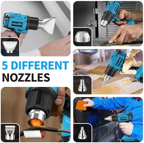 FULLYEA Cordless Heat Gun, Max 1022℉, Portable Kit with 2x4.0Ah Batteries