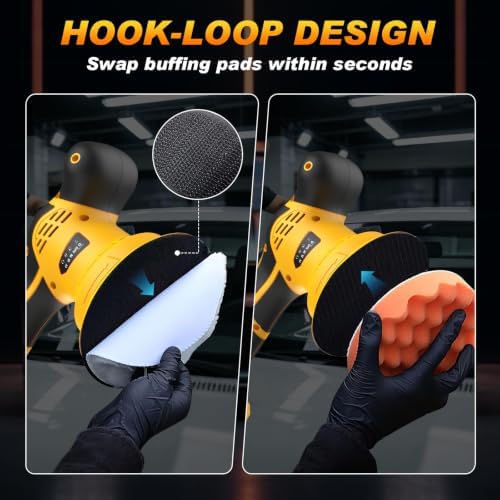 Cordless Car Buffer Polisher kit Compatible with DEWALT 20V Battery(No Battery), 6 Inch 9 Speed Orbital Polisher, 1800-7200RPM, for Car Boat Waxing/Scratch