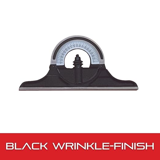 Starrett Protractor Head for Combination Squares, Combination Sets and Bevel Protractors - Reversible Head, Black Wrinkle Finish-Chrome on Turret - CPR-1224W