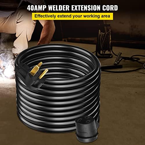 VEVOR Welding Extension Cord 40A 25ft, NEMA 6-50P to 6-50R Welding Cable, 8 AWG STW Heavy Duty Welder Power Cord for MIG TIG Plasma Lincoln Miller, ETL Listed