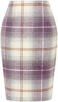 IDEALSANXUN Plaid Skirts for Women Fall Winter Knee Length Pencil Wool Skirt with Slit